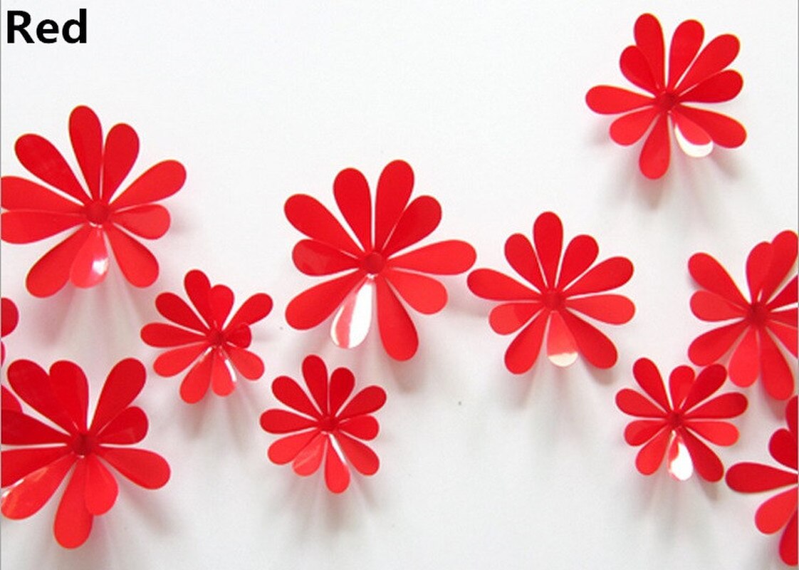 3D PVC Flower Wall Stickers Home Decor Flower Wall Decals for Kids Room TV Wall Stickers Kitchen Kids Wall Sticker