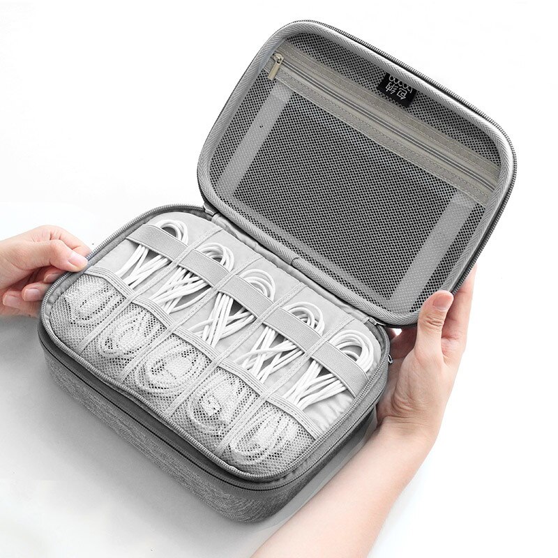 Eva-doppelschicht-usb-tragbare reise-organizer-tasche für digitale elektronik, aufbewahrungstasche für elektronikzubehör, gadget-hüllen