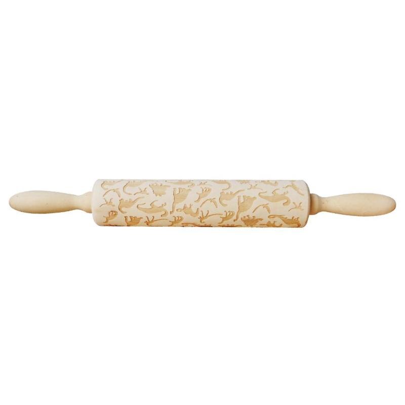 Cute Animal Wood Embossing Rolling Pin for DIY Baking Cookies Noodle Biscuit Fondant Cake Dough Engraved Roller: 11