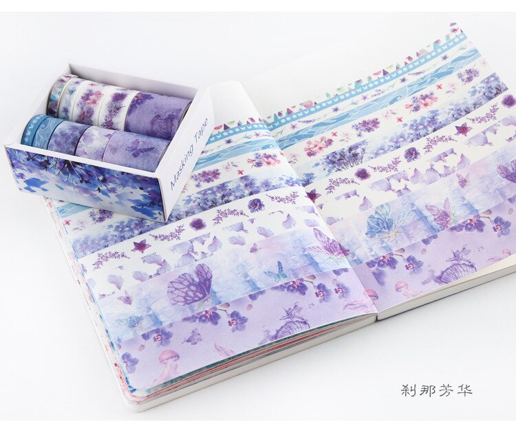 Ruban Washi décoratif avec chansons d'amour sous les étoiles, ruban de masquage décoratif pour bricolage, fournitures scolaires et de bureau, pour bricolage, 10 pièces/paquet: 06