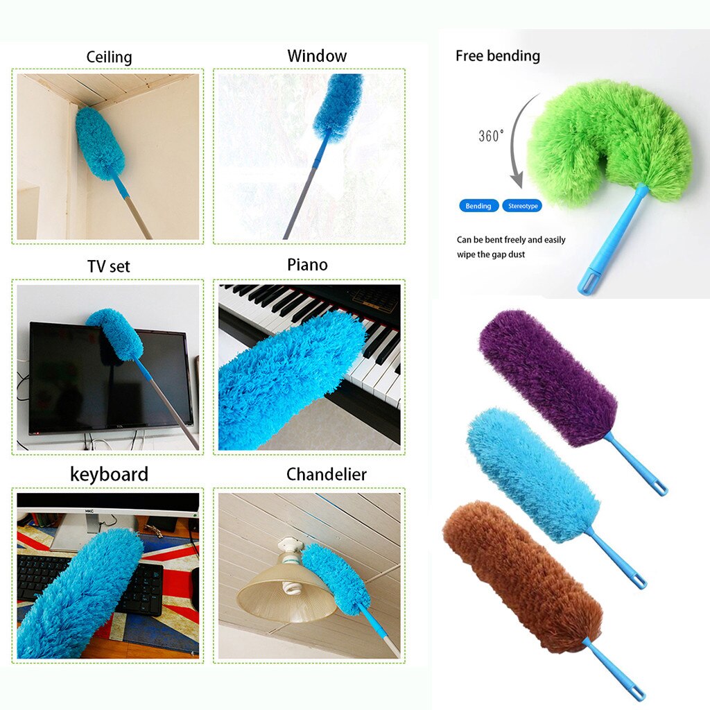 Plumeros-limpiador de polvo telescópico, cepillo de limpieza de microfibra, extraíble y lavable