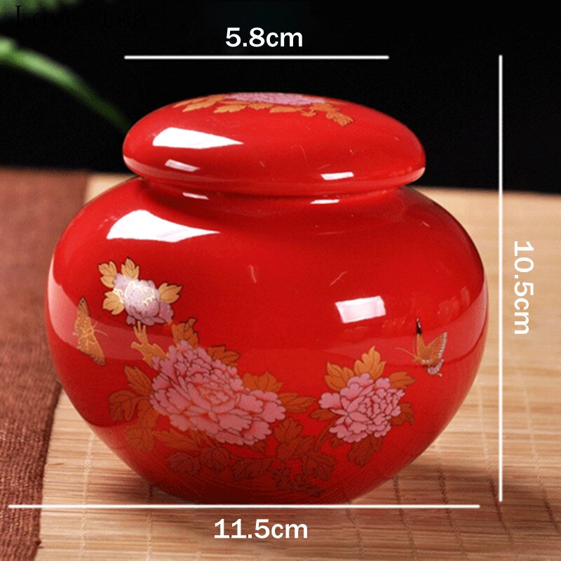 Chinese style tea caddy ceramic sealed pot household small storage tank empty box exquisite ceramic moisture-proof tea set box