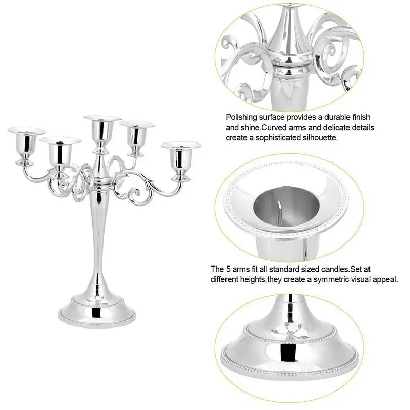 Candelabros de Metal europeos, decoraciones de boda de Navidad altas Retro antiguas, candelabros dorados y plateados, 1 ud.