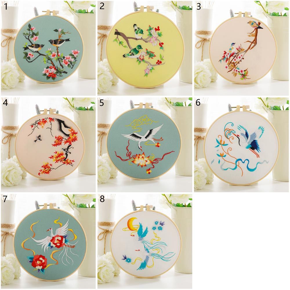 Embroidery Hoop Cross Stitch Needlework Handmade Sewing Flower Pattern Printed Embroidery Kit DIY Art Craft Painting Home