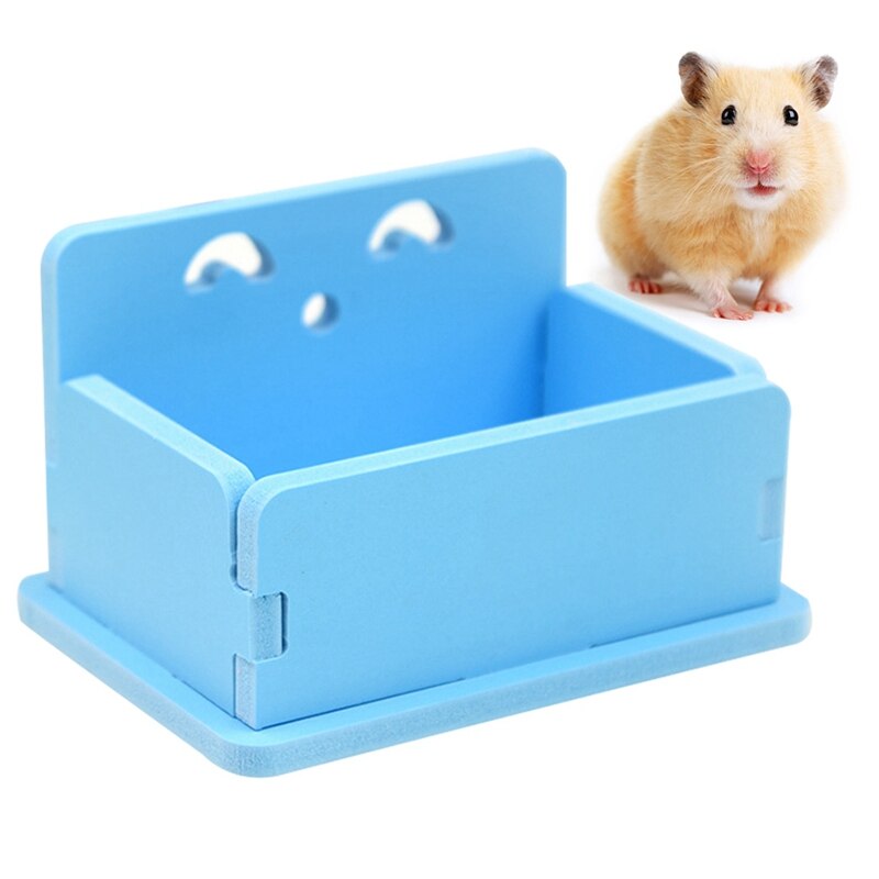 Hamster Food Dish Rectangle Plastic Bird Feeding Bowl Small Animals Food Bowl For Rodent/Guinea Pig/Rat/Hedgehog: Blue
