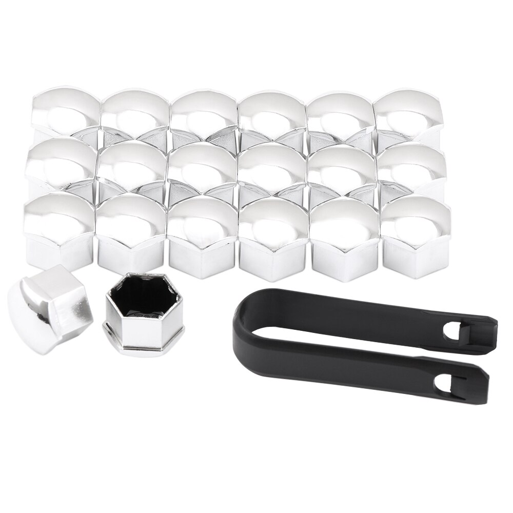 20Pcs 17mm Car Wheel Nut Caps Auto Hub Screw Cover for ford focus kuga fiesta mondeo fusion Tuga Ecosport mk2 mk3 mk4 mk7: Silver