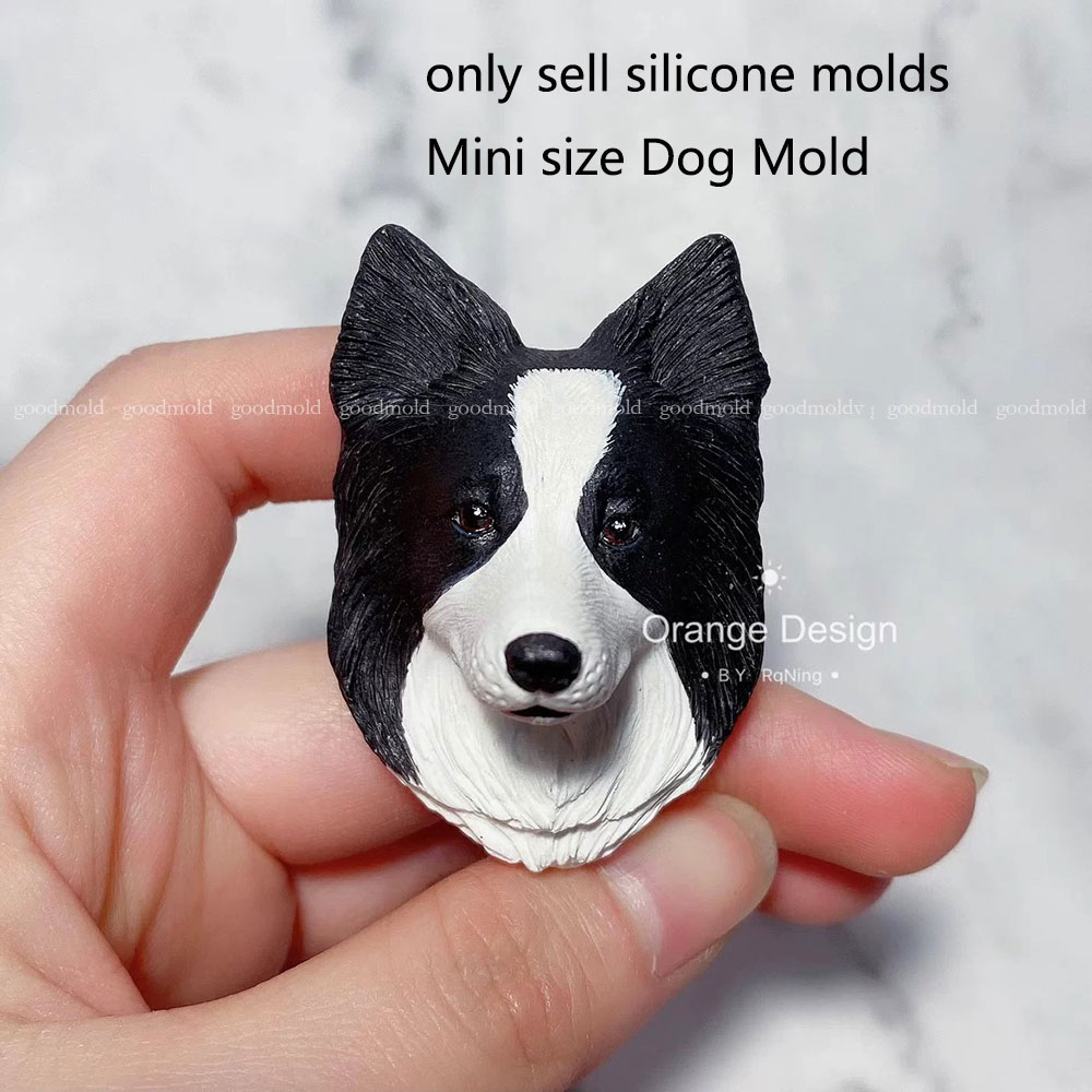 confine collie Testa di canna Stampo in silicone Sapone aroma Gesso Argilla Animale canna Compleanno Avatar Stampo per fondente Decorazione per presa d'aria per auto fai da te: Kaki scuro