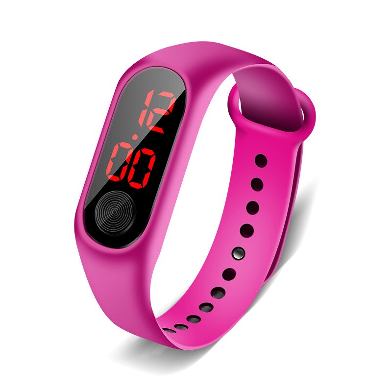 Barn flicka digital klocka barn tecknad analog digital sport led elektronisk vattentät armbandsur pojkar digital relogios: Rosröd