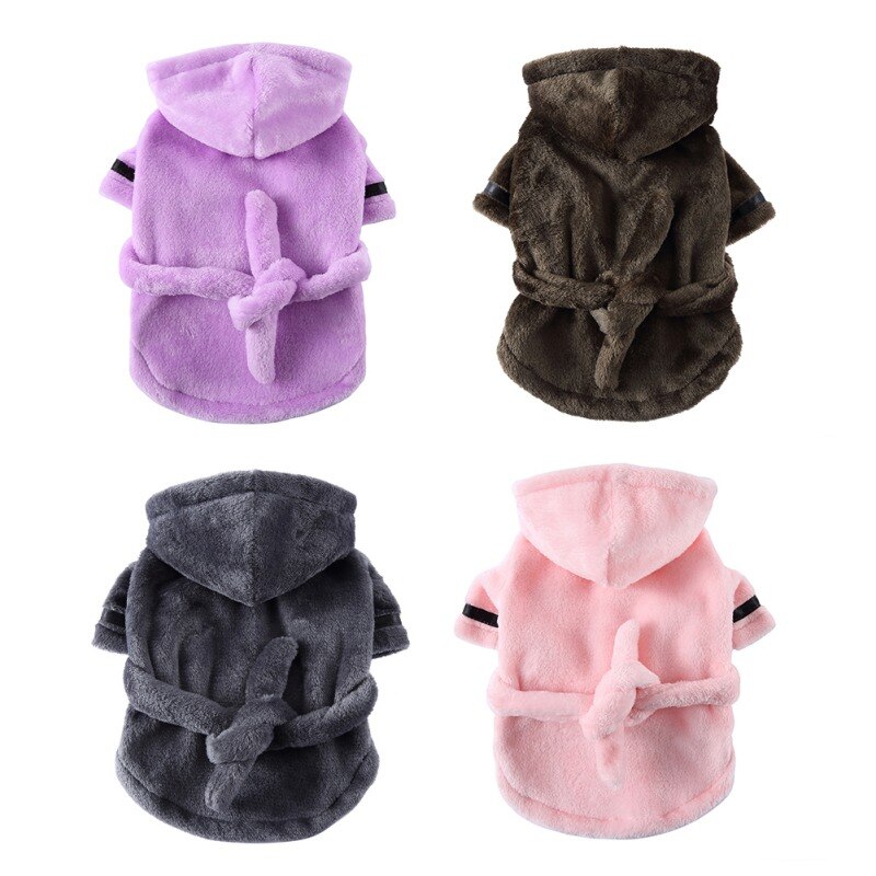 Miękkie szybkie suszenie Pet piżama zagęszczony luksusowy miękki bawełniany szlafrok z kapturem Super chłonny do kąpania psa ręcznik Pet Nightwear