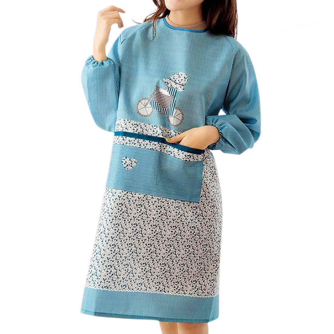 Delantal de cocina para mujeres, mandil de manga larga antisuciedad, ropa protectora para el hogar, herramienta de limpieza del hogar: Green