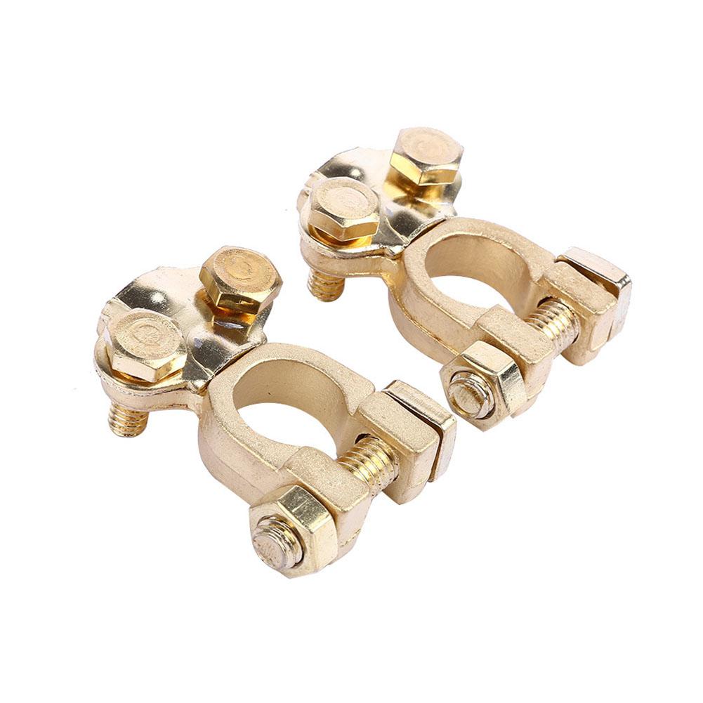 Car Battery Terminals Clamps Pair Screw Connection Positive Negative Brass