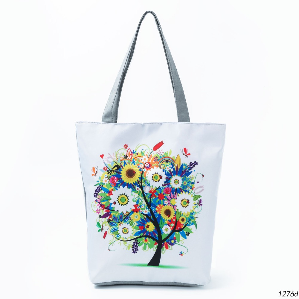 Miyahouse-sacs à main en toile avec motif floral, fourre-tout d'été, sac de plage, papillon, à une épaule Shopping