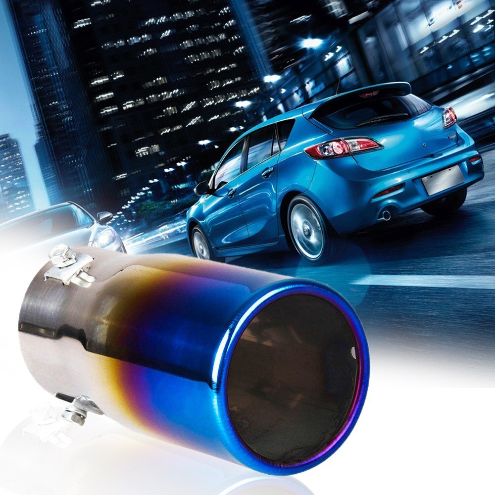 Universal Tip Bluing Muffler Tail Pipe Stainless Steel Exhaust Straight Muffler Tail Pipe Exhaust Pipe Car Exhaust Tip