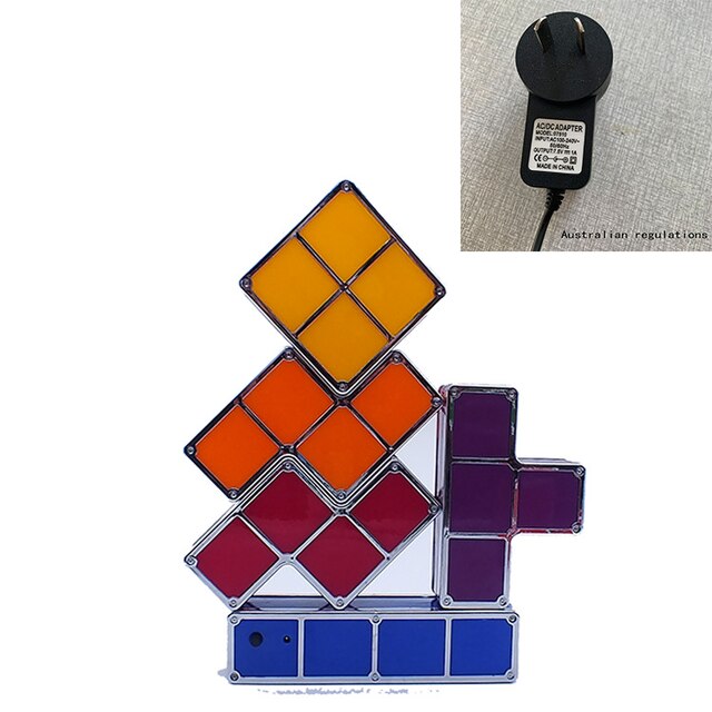Upgrade Diy Nachtlampje Kleurrijke Stapelbaar Tangram Puzzel 7 Stuks Led Inductie Grijpende Licht 3D Speelgoed: Australia plug
