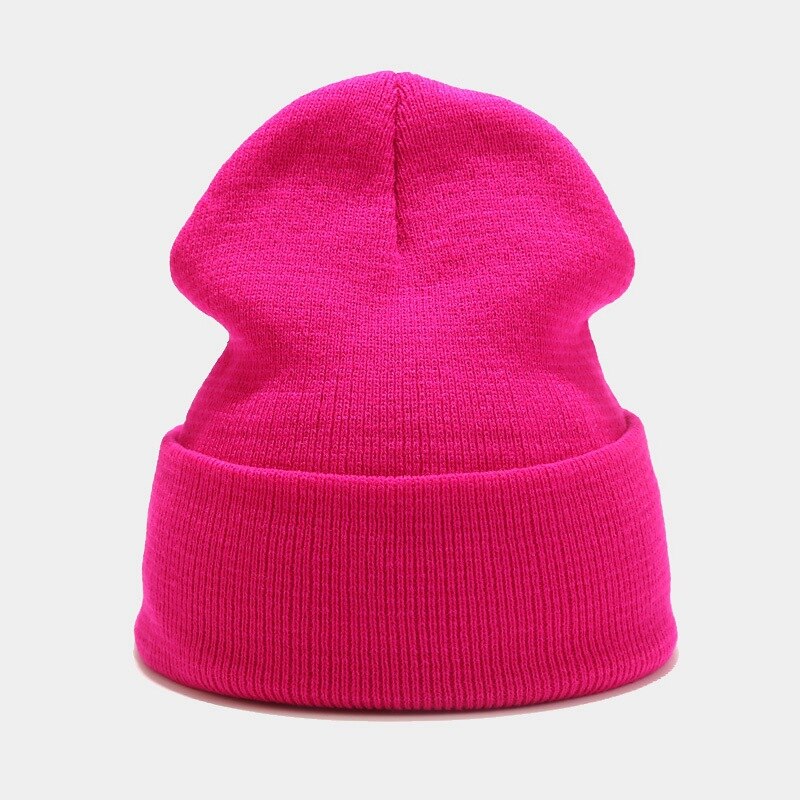Winter Hats For Women Men Skullies Beanies Knitted Solid Cool Hat Girls Autumn Female Beanie Warm Bonnet Casual Cap: rose red