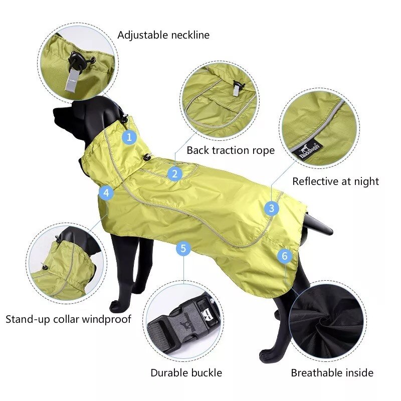 Ropas impermeables para perro impermeable para mascotas al aire libre deporte reflexivo PU para grandes perros, Labrador abrigo ropa para mascotas ropa . Exclusivo.