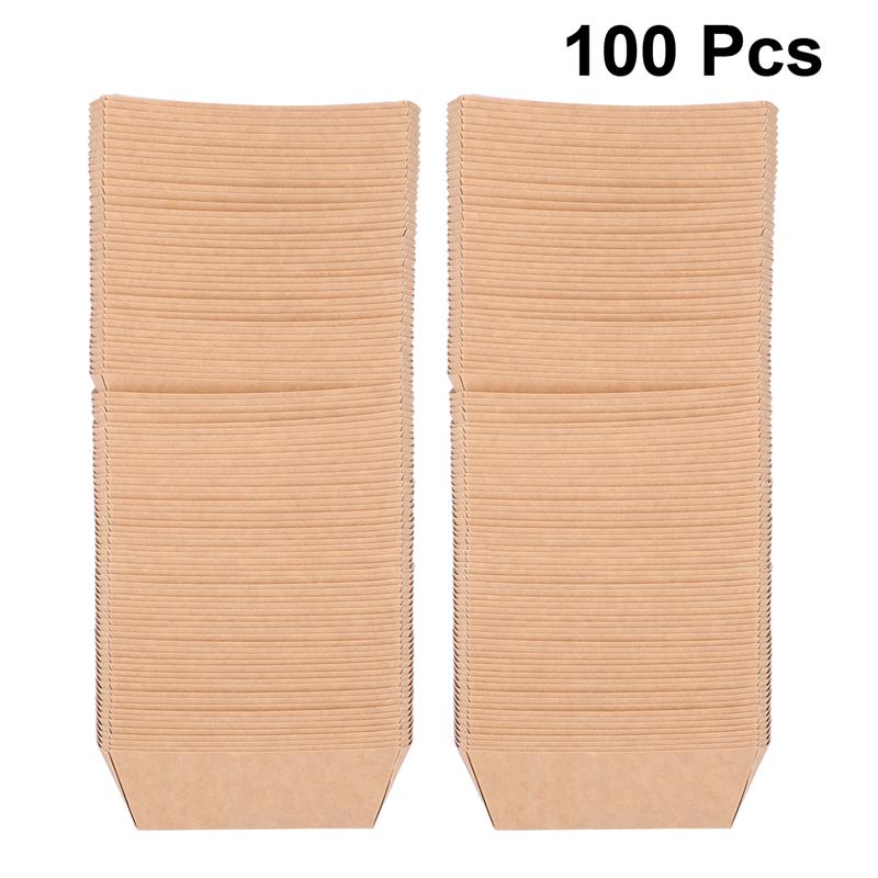 Bandeja de papel desechable para servir comida, caja de papel Kraft para llevar comida, caja con forma de bote para abrir aperitivos, bandeja de almacenamiento para patatas fritas y pollo, 100 Uds.