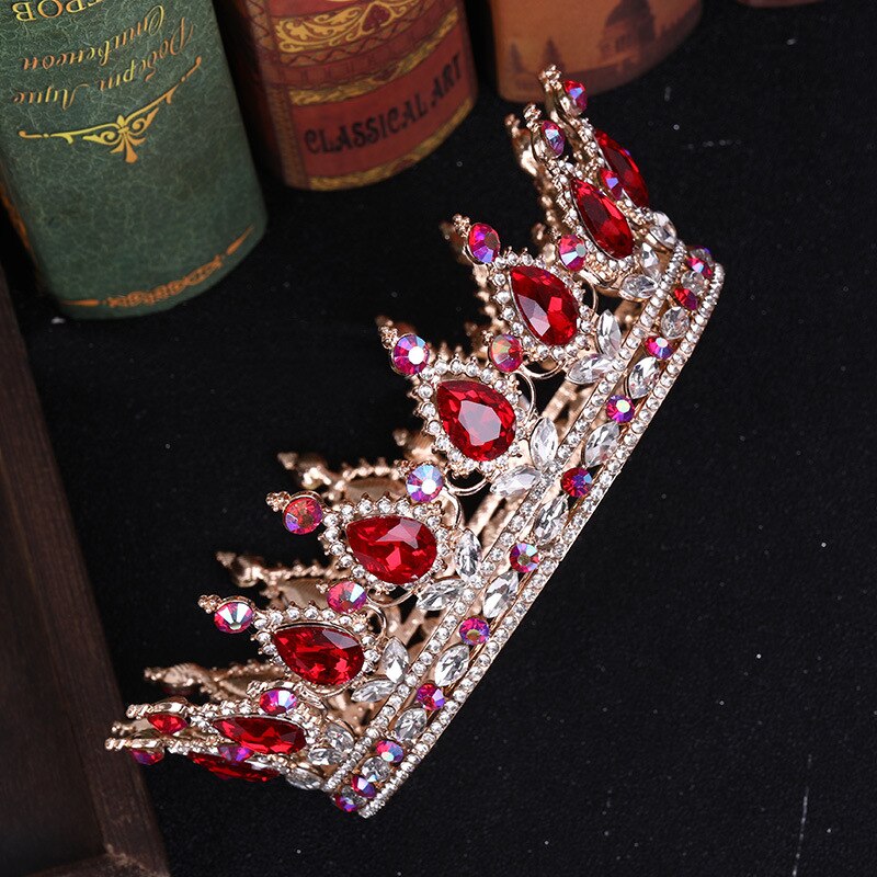 Wunderschöne hellviolette kristalltiaras und -kronen für damen, brautkrone, diadem, hochzeitsschmuck, haarschmuck für die hochzeit: Rot