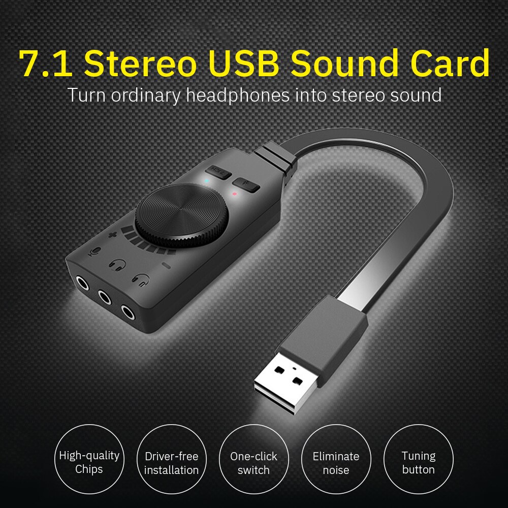 GS3 Virtual 7.1-Kanaals Usb Sound Card Converter Adapter Externe Volume Verstelbare Voor Windows/Mac/Linux Game Hoofdtelefoon