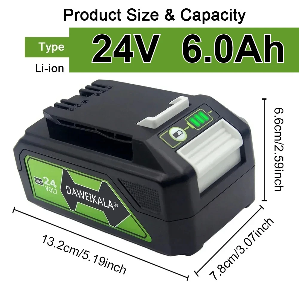 För greenworks 24v 6.0ah litiumbatteri greenworks batteri för greenworks 24v 48v verktyg  mo24 b 410 mo48 l 4211 ht24 b 210 21342