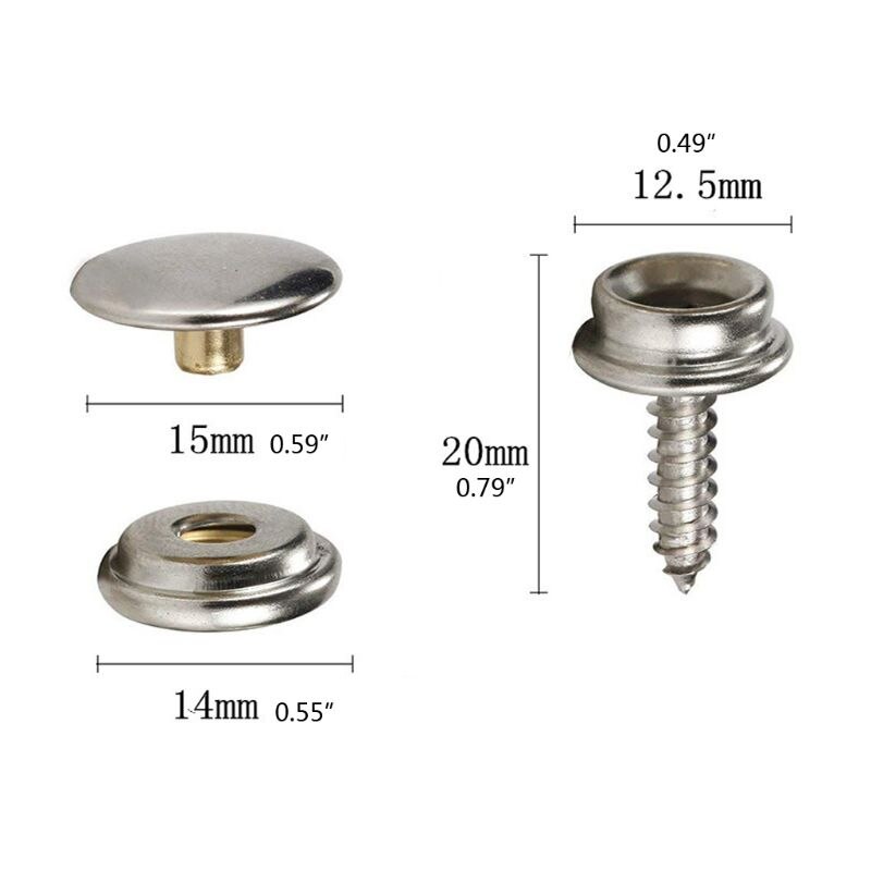 10 sets roestvrijstalen drukknopen voor tent, jacht, boot, canvas hoes, gereedschap, stopcontacten, knoppen