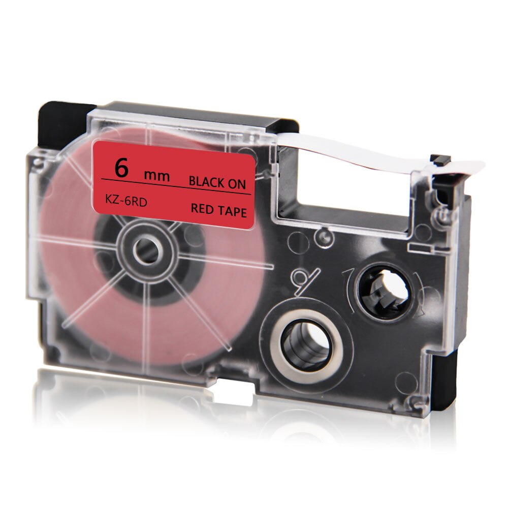 Absonic label tape xr -6x xr -6we 6mm*8m kompatibel til casio kl -170 kl-60 printerbånd xr -6rd xr -6bu xr -6yw xr -6gn labelmaker: Sort på rød