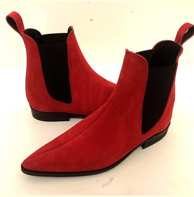 Handgemaakte Suède Elsatic Band Mode Laarzen Mannen Enkel Hoge Laarzen Chelsea Wees Teen Laarzen Mode Laarzen Tv925: 48