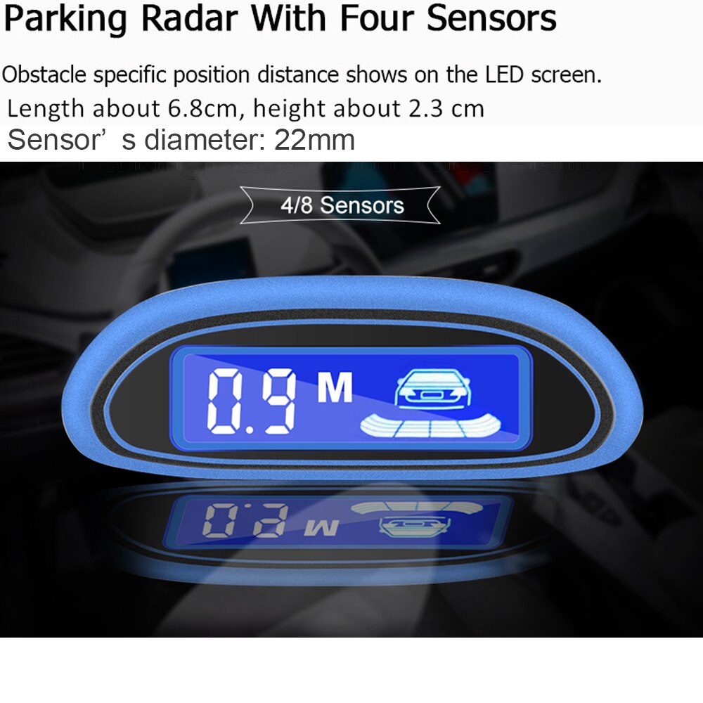 Auto Parktronic Parking Sensor 8 Led Display Monitor Voice Alarm Motion Backlight Auto Radar Detector Front Parkeersensoren