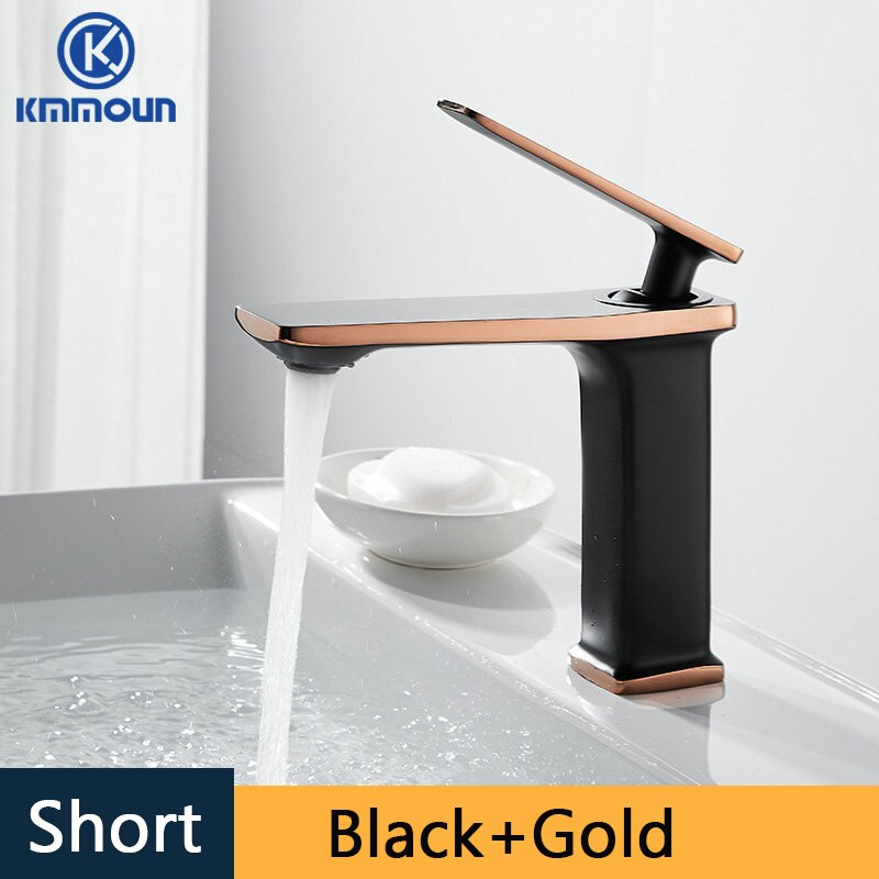 Waterval Basin Kraan Cold Mixer Basin Sink Tap Messing Zwart Wit Goud Badkamer Mixer Crane Home Hardware Kraan: black with gold