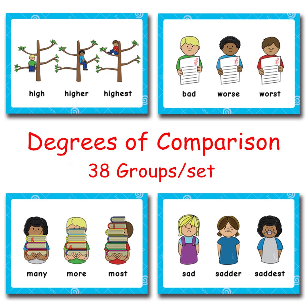 120 Groepen/Set Synoniemen Antoniemen Engels Woord Leren Kaart Flashcards Puzzels Voor Kinderen Kinderen Juguetes Educativos Speelgoed: Degrees ofComparison