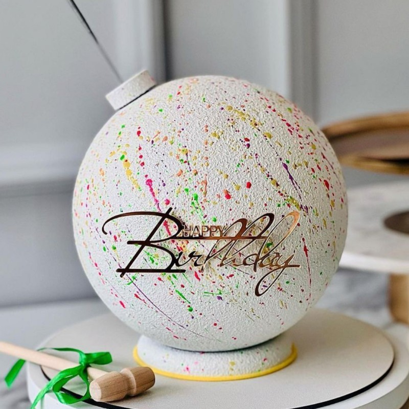 Ins novo feliz aniversário bolo toppers para o bebê crianças adulto festa de aniversário decoração do bolo ouro prata acrílico diy ferramentas de cozimento do bolo: Verde menta