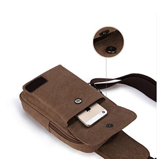 Mannen Kleine Borst Sling Bag Reizen Wandelen Cross Body Messenger Schouder Effen Canvas Heuptas