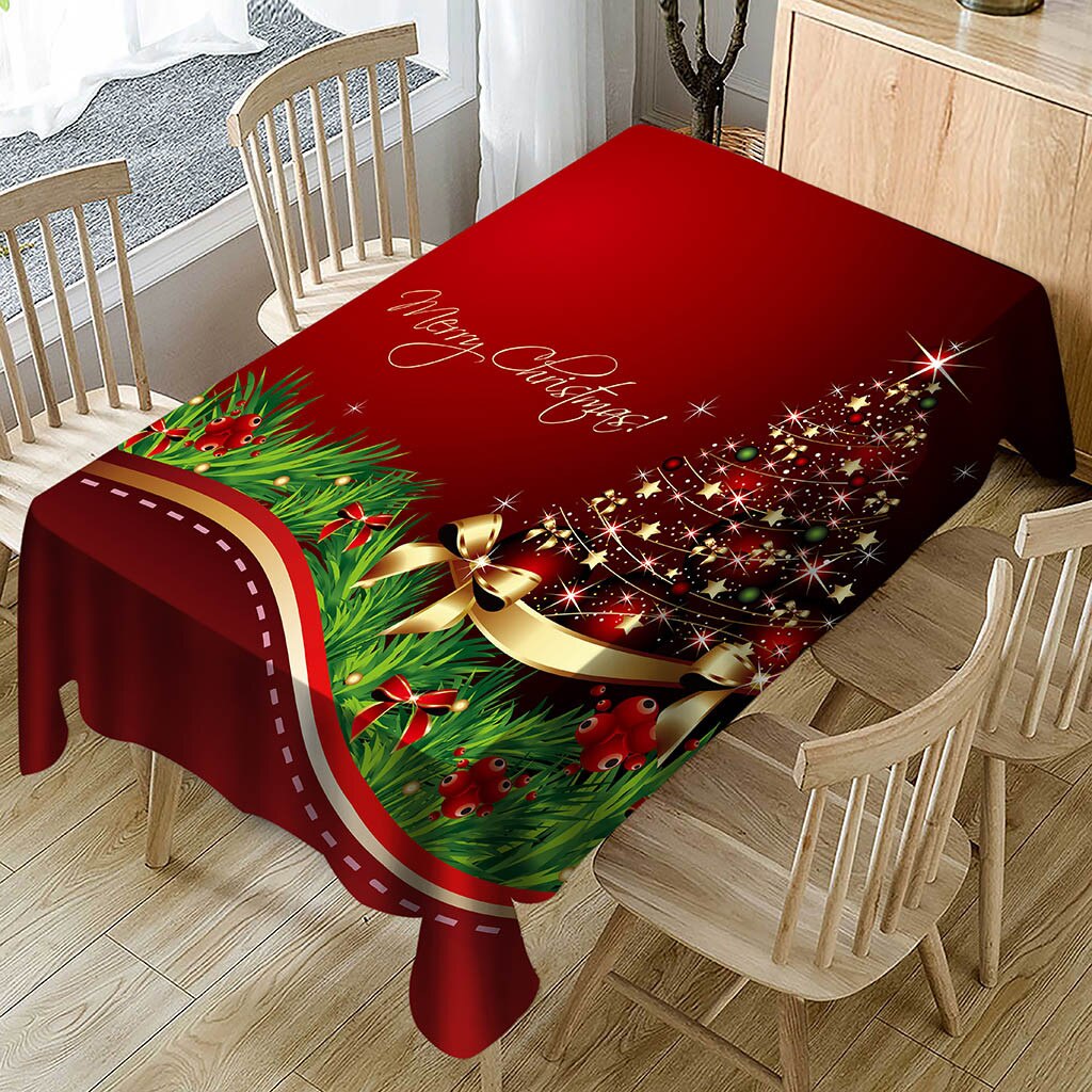 40#  juledug print rektangel borddæksel fest hjem indretning køkken spisebord dækning julemanden duge