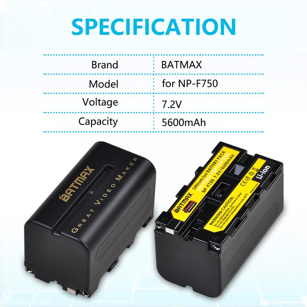 Batmax 5600mAh NP-F750 NP-F770 Batterie + LED USB Dual Ladegerät für LED Video Licht Yongnuo Godox YN300Air II YN300 III YN600 L132T