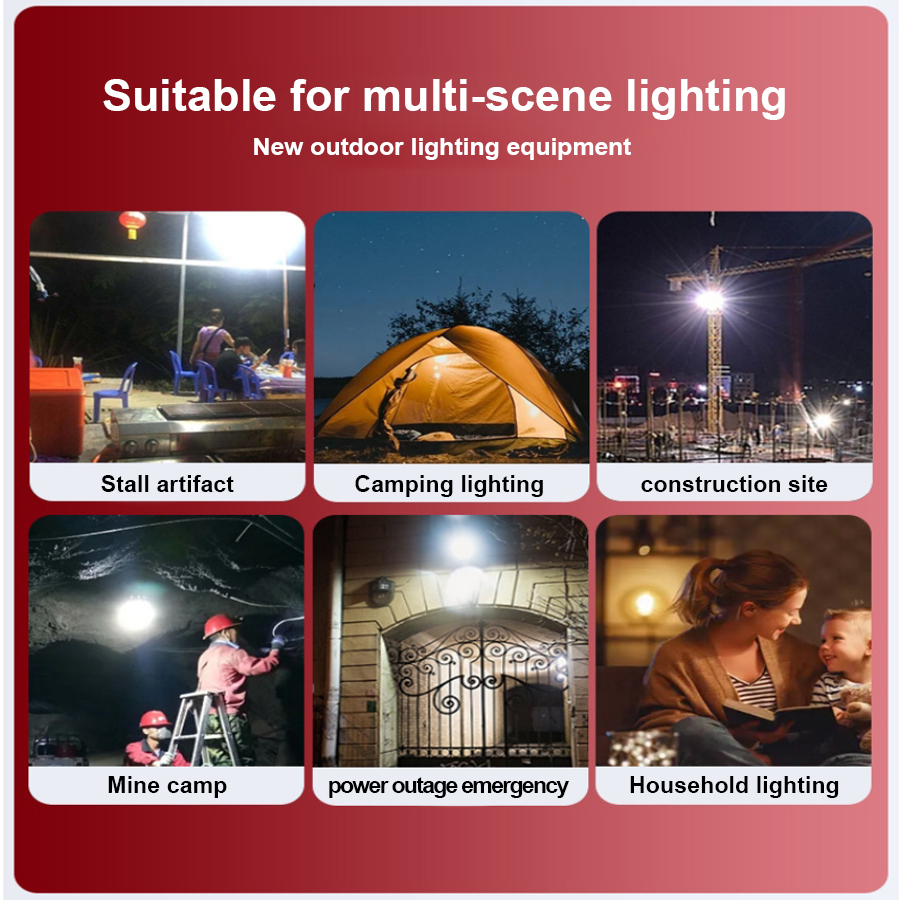 100W LED-campinglamp op zonne-energie Oplaadbare LED-bubbelwerklamp op zonne-energie met afstandsbediening Noodverlichting Tentwandelverlichting