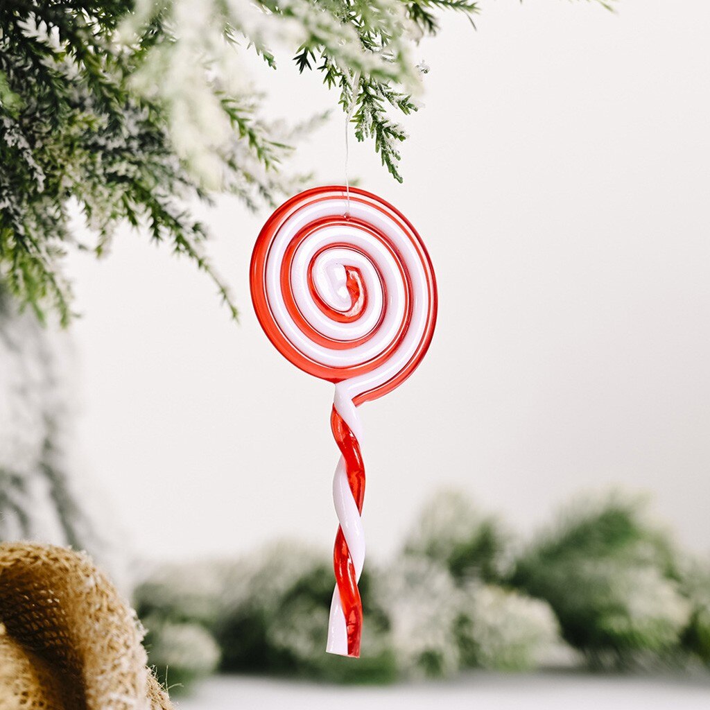 Christmas Decorations Red And White Candy Pendant Lollipop Pendant Christmas Tree Decor Hanging Ornament For Year: A