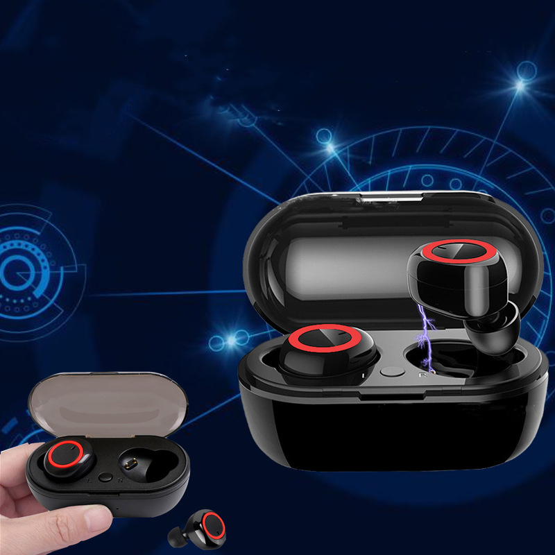 Y50 Bluetooth-oortelefoon Outdoor Sport Draadloze headset 5.0 met oplaadetui Power Display Touch Control-hoofdtelefoon voor mobiele telefoon