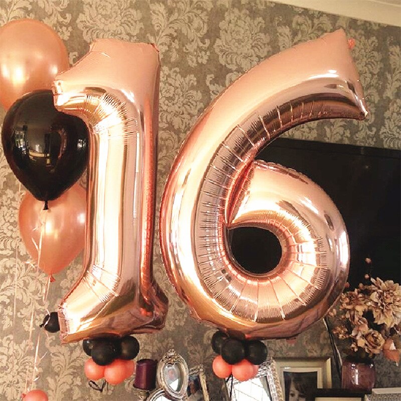 Ballon numérique noël mariage saint valentin Rose or aluminium Film fond mur pour la décoration de fête d'anniversaire
