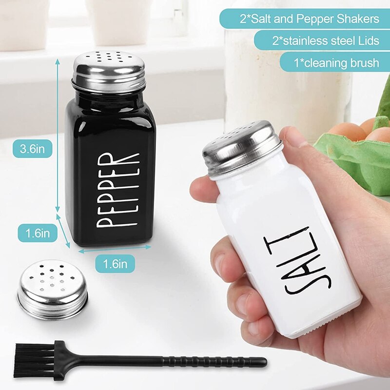 2-Piece Salt and Pepper Seasoning Bottle Set Glass Salt Bottle Modern Lovely Farmhouse Salt and Pepper Set