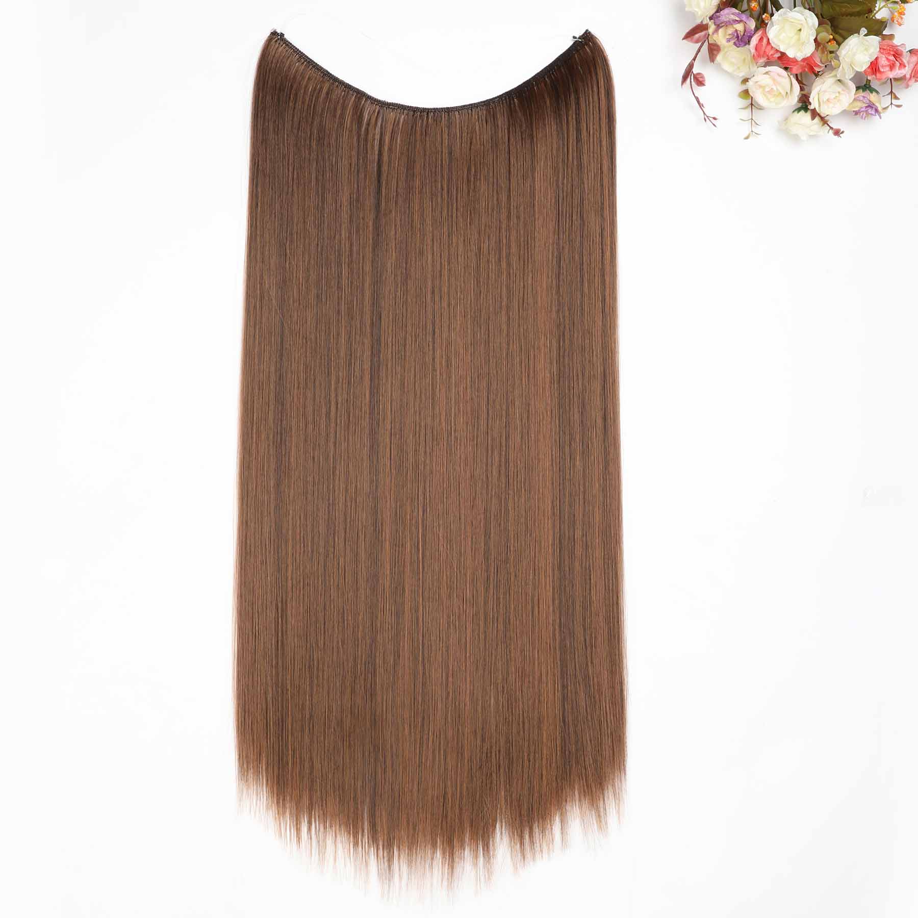 24 pouces vague Halo Extensions de cheveux Invisible Ombre Bayalage synthétique naturel secousse caché Secret fil couronne gris rose: P1b / 30