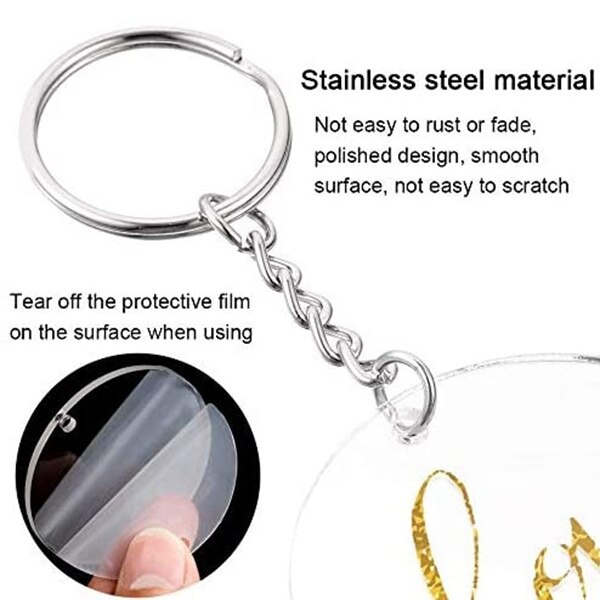 24 Pieces Acrylic Blanks with Key Chain Rings Acrylic Transparent Keychain Blanks with Hole for DIY Projects and Crafts