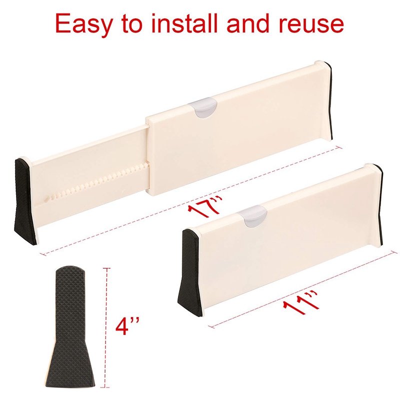 Drawer Dividers, 2 Pack Adjustable Drawer Divider From 11-17 inch, Anti-Scratch Foam Edges Drawer Dividers Organizers for Bedroo