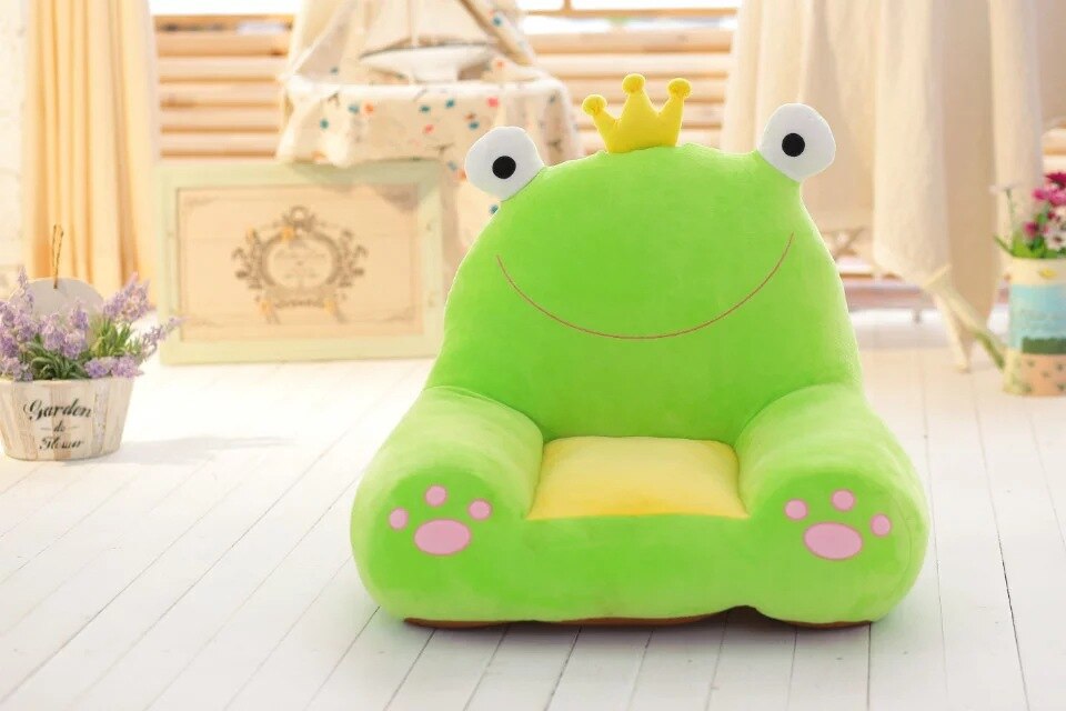 Tegneserie børns lille sofa plys legetøj tatami doven stol tilbage baby afføring 0-6 år gammel baby sæde sofa: Frø