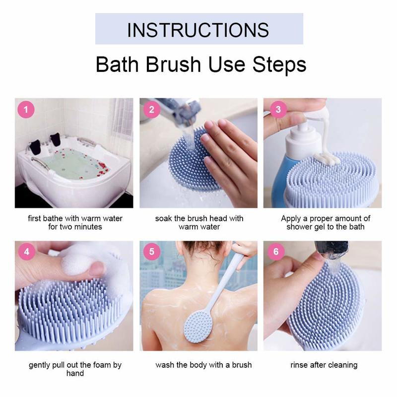 Dobbelt silikone badekar kropsbørste langt håndtag tilbage gnid massage brusebad rengøring fjerne eksfolierende badeværelse vask