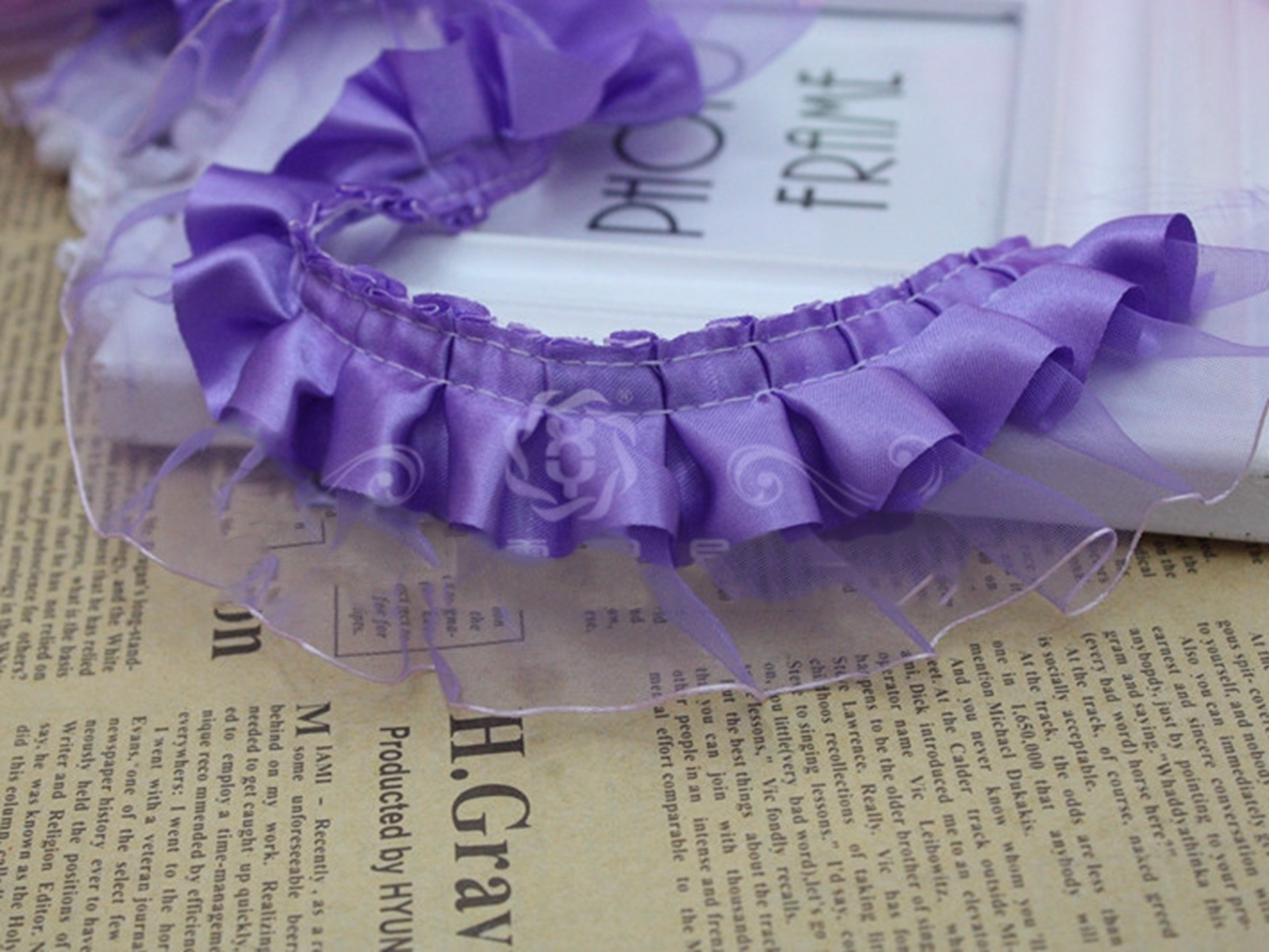 5.5 Yards (5 Meter) double Layer Ruches Eenzijdige Organza Tulle Satin Lint Trim 40Mm Naaien Wedding Craft Diy