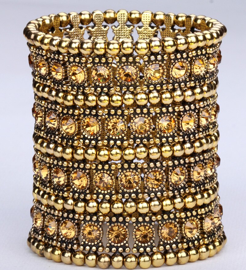 Multilayer stretch cuff bracelet women crystal wedding bridal jewelry B12 4 ROW antique silver color