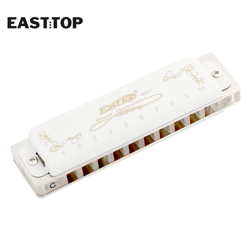 EASTTOP T008LS 10 Hole 20 Tone Diatonic Harmonica Transparent Comb With White Cover Musical Instruments