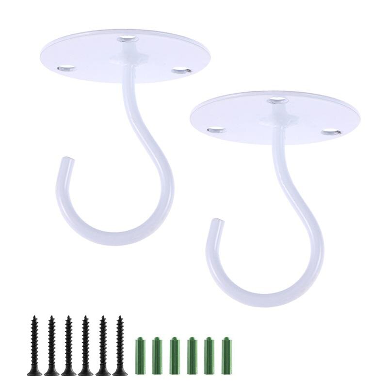 2PCS/4PCS Metal Ceiling Hook Wall Mounted Ceiling Hooks For Outdoor Hanging Plants Lanterns Flower Pots Lights For Home: 2pcs white