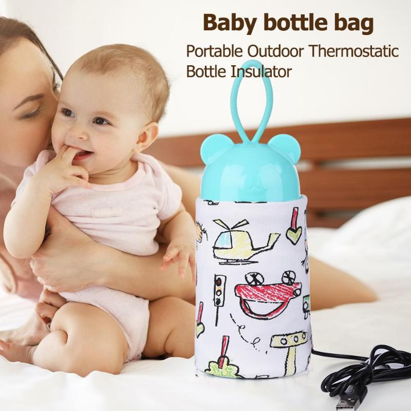 Baby fodring mælk flaske varmere isolering taske termisk pose flaskeholder usb baby pleje flaske varmelegeme