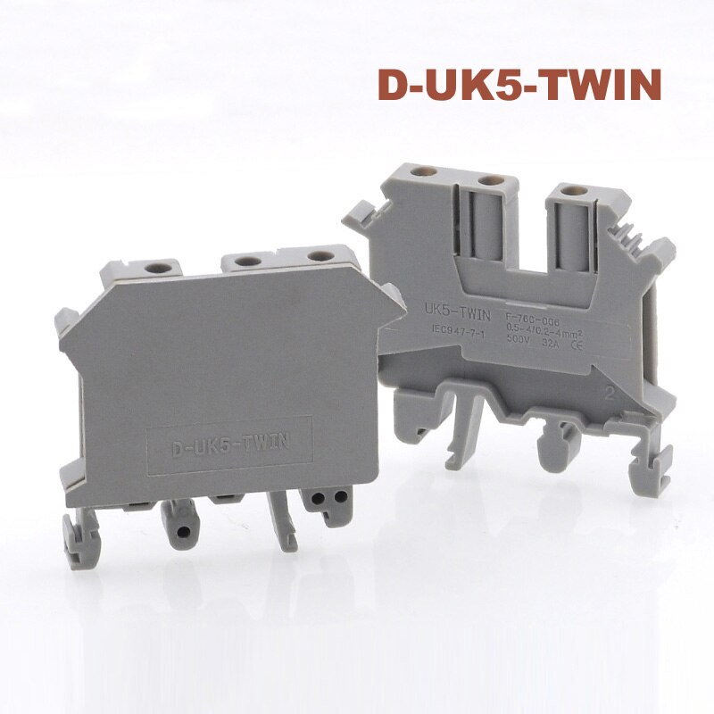 5Pcs D-UK5-TWIN Terminals End Plate Afdichting Baffle Dubbele Inlaat En Uitlaat Din Rail Schroef Terminal Blok UK5-TWIN Separator Cap